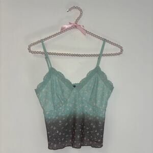 Women’s Knit Tank Baby Lace Blue Sz Xxs 90s Y2K Funky VTG Fairy Event Corset Con